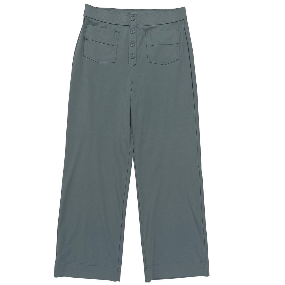 Halara Wide Leg Pants Womens Large Green Excellent High Rise Utility Stretch